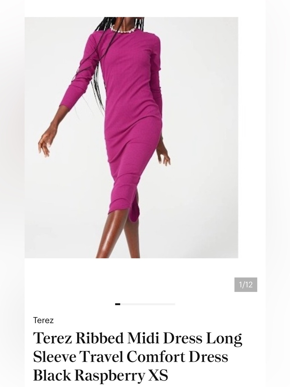 Terez
Terez Ribbed Midi Dress color Raspberry sz xs NWT
